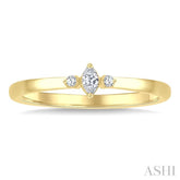 1/10 Ctw Three Stone Marquise and Round Cut Diamond Petite Fashion Ring in 10K Yellow Gold